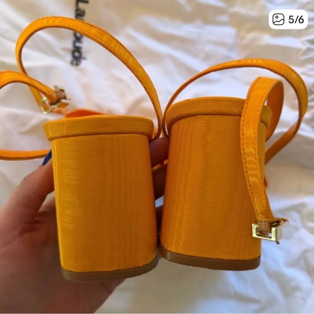 Larroudé Selena Ruffle Sandal — Orange